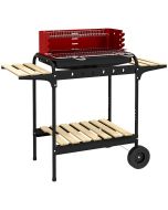 Barbecue a carvão 103x47x95 cm metal, madeira de pinho color rojo Outsunny