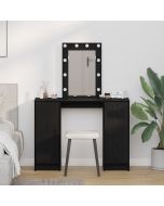 Mesa de maquiagem com luzes de LED carvalho preto 102x33x135 cm wf868383