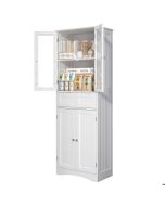 Aparador alto - branco brilhante - mdf - 4 portas 2 gavetas - 60x30x170 cm