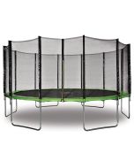 Cama elástica "yoopi" - ø 4.90 m - verde - con red + escalera + funda + kit