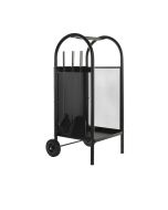 Suporte para lenha com rodízios e acessórios para lareiras sannover