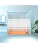 Box de chuveiro fixo + deslizante montana prata decorado 150-155cm