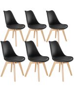 6 cadeiras de sala de jantar, acolchoado, ergonómicas e estables, preto