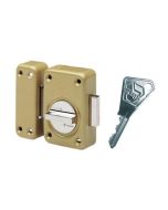 Fechadura mecânica vachette 7640 - com botão - envernizada - cilindro l.60