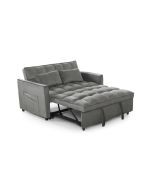 Sofá-cama de casal paulo, 134 cm, cinza em veludo.