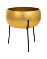 Vaso de flores com suporte em metal dourado 25x25x27,5