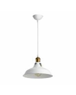Luminária pendente vintage metal branco E27 para sala de jantar