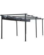Pérgola metálica com teto retrátil - 3 x 6 m - antracite