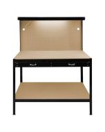 Bancada com pegboard, gaveta e luz â preto