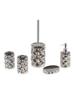 Conjunto de 5 acessórios para a casa de banho tirua cerâmica prateado
