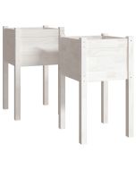 Vasos/floreiras de jardim 2 pcs 40x40x70 cm pinho maciço branco