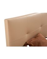 Cabeceira estofada descansin 135x120 cm bege tecido liso de couro sintético