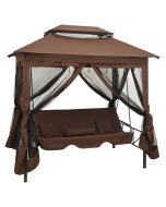 Gazebo com baloiço conversível cor café