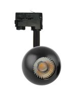 Foco LED cromado negro orientable 10w fenix, carril trifásico, 4000k