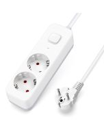 Aigostar regleta tomadas, extensão 2 tomadas, cabo 1,5m, interruptor