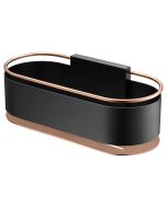 Portasapone frontal em aço inox e latão preto e ouro rosa acabamento combin