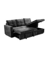 Sofá-cama chaise longue  215cm preto