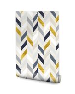 Papel de parede tecido com padrão geométrico colorido para sala de estar