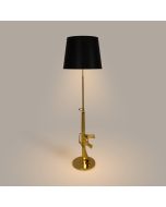Candeeiro De Pé Decorativo Dourado Em Metal Abajur Preto E27 168 cm