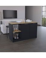 Ilha de cozinha enebro em melamina com 2 portas e 6 prateleiras