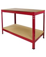 Mesa de trabalho de aço q-rax sem parafusos vermelho 120cm x 60cm x 90cm