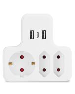 Aigostar adaptador tomadas 3 com 2 usb-a, 1 usb-c e proteção infantil