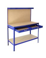 Bancada bancada mesa ganchos gaveta oficina azul