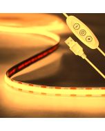 Fita LED 5v cob branco quente 3000k. Usb+regulador. Interior ip20, 8w/m 2m