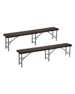 Pack 2 bancos dobráveis de efeito rotim para restauração 180x30x43cm 7house