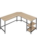 Escritorio industrial com 2 prateleiras 138 x 138 x 75,5 cm madeira clara