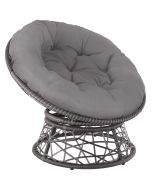 Asiento de rattan giratório com un gran almofada, 92x80x80,5 cm, cinzento