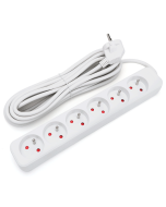 Aigostar régua extensor de 6 tomadas 16a 2p + t, cabo 5m, branco