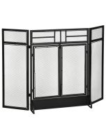 Frente de lareira dobrável 120x11.5x79 cm metal Homcom