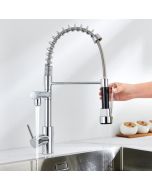 Torneira de cozinha com mola giratória 360 °, torneira misturadora de latão