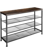 Sapateiro estilo industrial e 3 prateleiras 100x30,5x72,5 cm madeira oscura