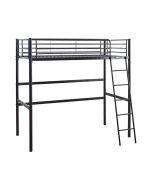 Cama alta de metal "alora" - 90 x 190 cm - preto