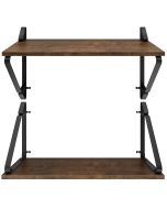 2 prateleiras de pared, madeira e aço, 15kg, 60x20x33,5cm, madeira oscura