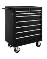 Tectake carro ferramenta aço, 7 gavetas, fechadura, rodas, preto