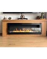 Lareira bioetanol preta brilhante 120x40 cm com vidro