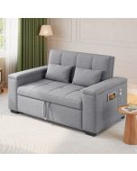 Sofá-cama 2 lugares em linho cinza 157 cm