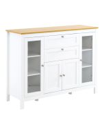 Aparador de cozinha 120x40x90 cm mdf e vidro temperado color blanco Homcom