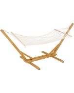 Rede de madeira com tecido macramé "dallas" - 305 x 120 x 123 cm - branco