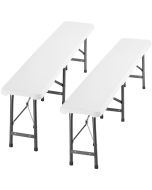 Tectake 2 bancos dobraveis plastico aço, trava seguranca, branco
