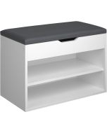 Banco sapateiro para 6 pares e acolchoado 60 x 30 x 43,5 cm, branco