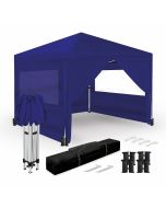 Tenda dobrável 3x3m – 4 paredes laterais – azul – jardim exterior