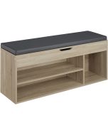 Banco sapateiro para 9 pares e acolchoado 104 x 30 x 49 cm, madeira clara