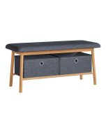 Banco vad com 2 caixas de arrumação 90x30x45 cm natural/cinzento [en.casa]