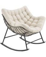 Tectake cadeira de baloiço, estrutura aço, com almofada, 93x99x89cm, bege