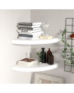 Prateleiras de canto suspensas 2 pcs 35x35x3,8 cm mdf branco