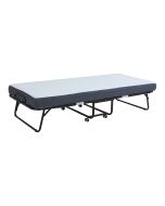 Cama dobrável de metal borjavle com colchão de 90x200 cm preto [en.casa]
